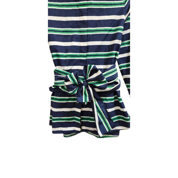 Carolina Herrera Striped Cotton Belted Shirt Dress Top 2 Multicolor Button Down - Picture 3 of 15